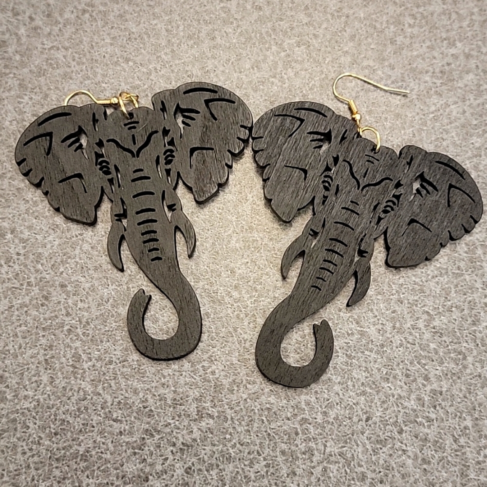 COPY - Bohemian Style Wood Elephant Head Earrings